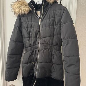 Michael Kors Black Puffer Coat with Fur Hood